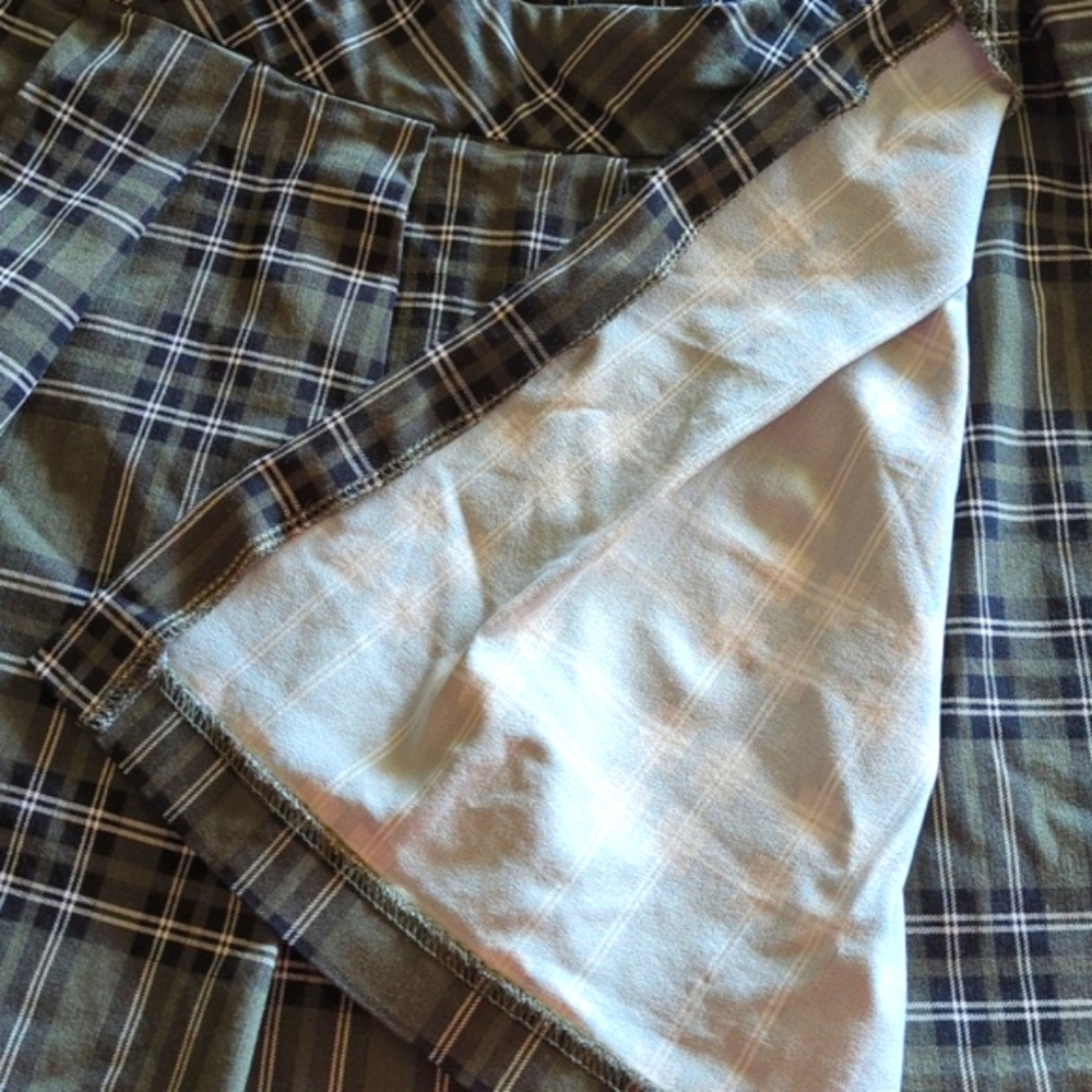 3/$20🌟 Joe B by Joe Benbasset Vintage Green Plaid Pleated Front Wrap Skirt XL - Picture 4 of 5